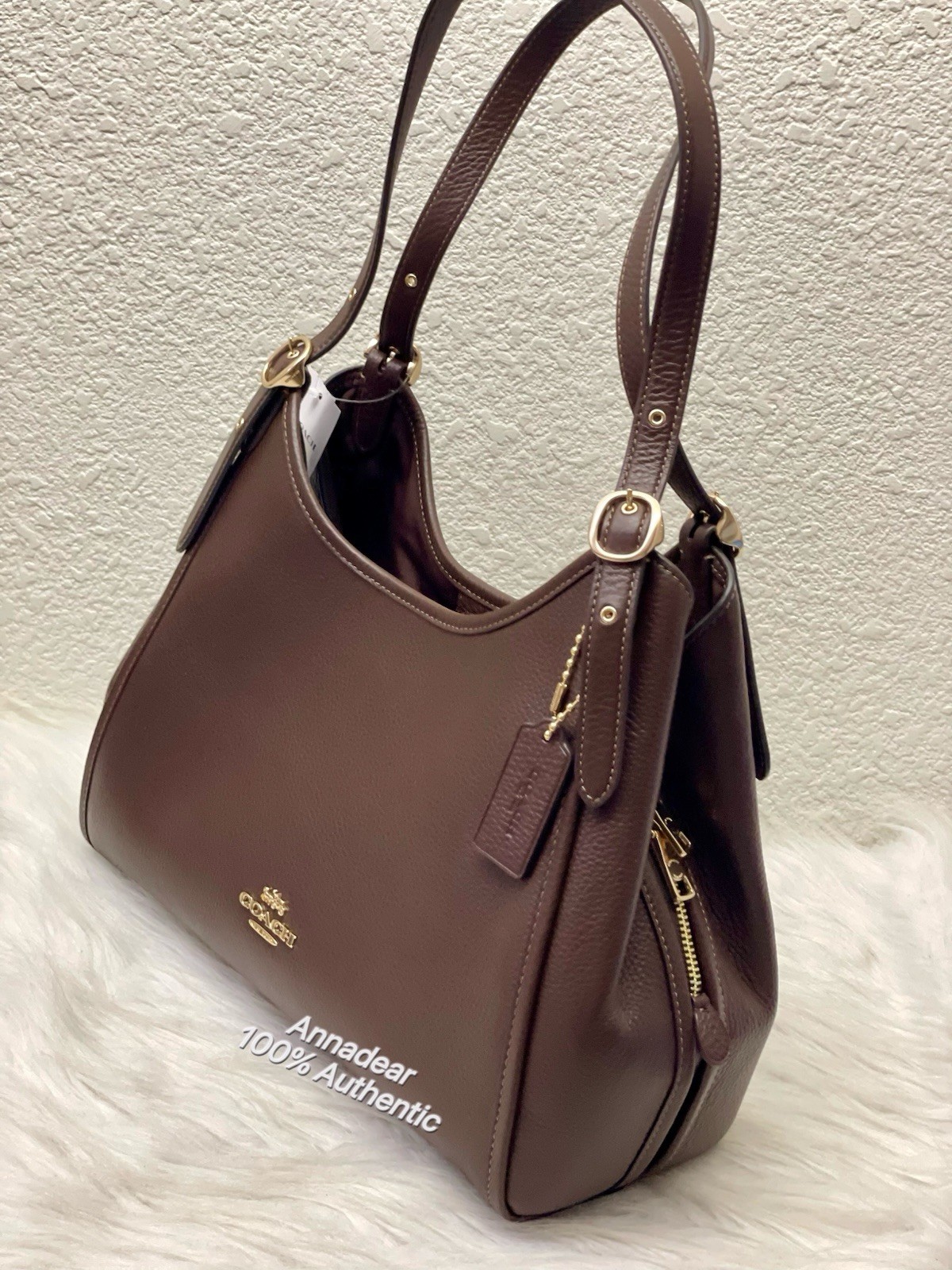 Coach Erin Shoulder Bag In pebble Leather/Gold/Maple CAQ86 NWT