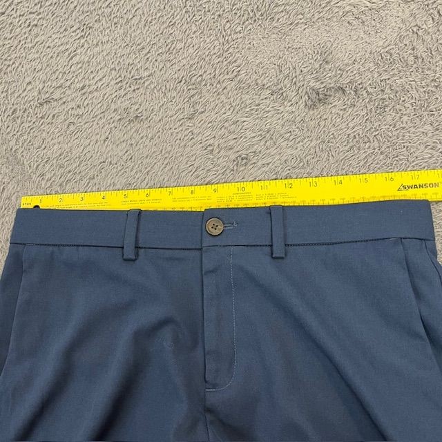 Haggar In Motion Pants Mens 34×32 Navy Polyester Flat Front Dress WPL386 Casual