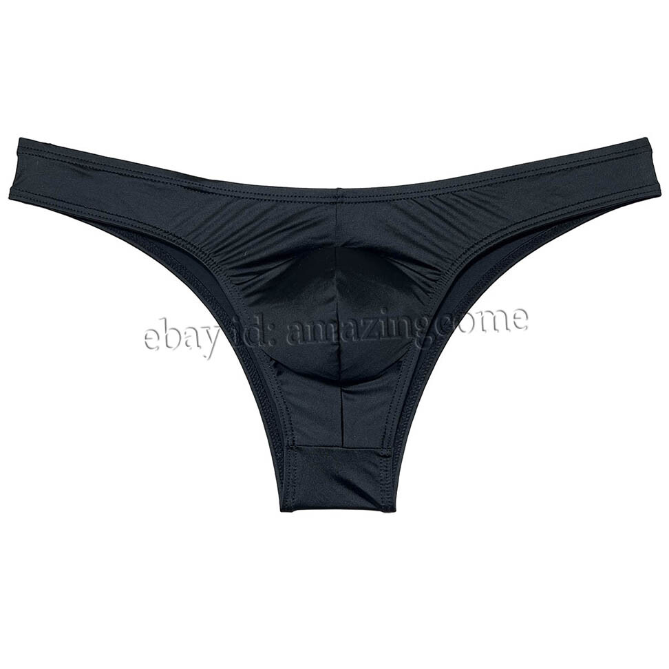 Sex Men Silk Glossy Bikini Briefs Male Cheek Underwear 1/2 Hip Coverage Swimsuit