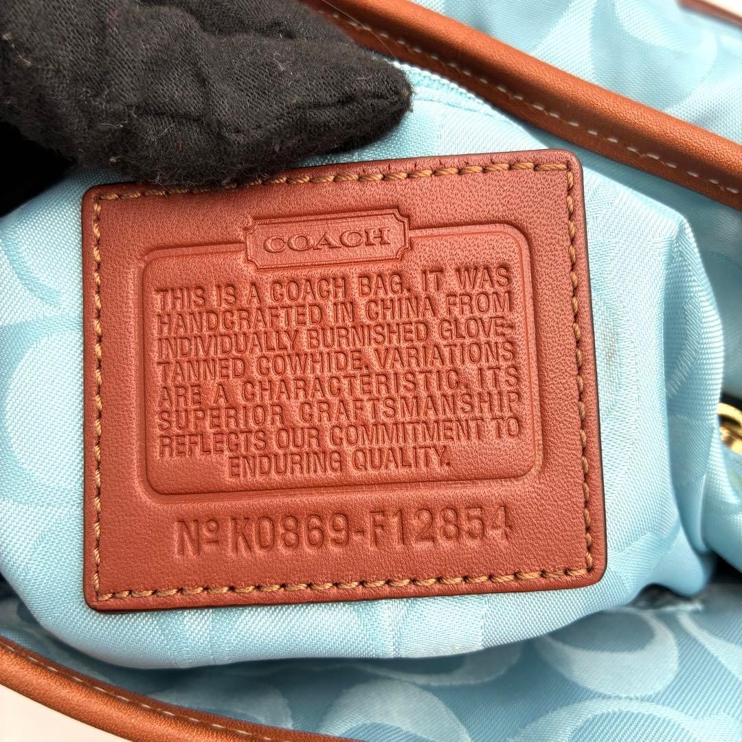 COACH Legacy One Shoulder Bag Brown Leather Turn Lock Pre-Owned Used 33x24x9 cm