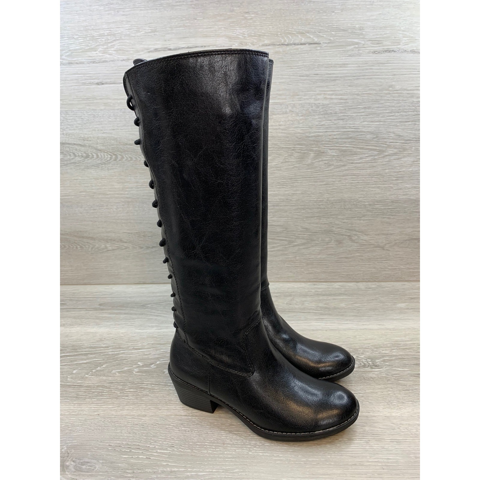 EuroSoft Carlen Women’s Knee High Boots Black Lace Up Back 6 Comfort Shoes