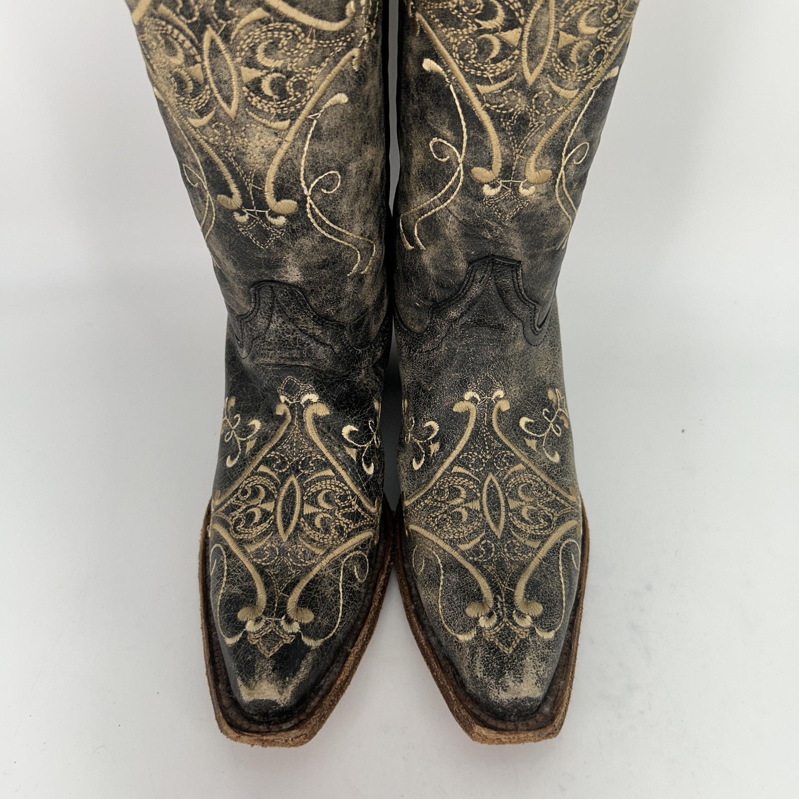 Circle G Boots Womens Size 7.5 L5048 Embroidered Crackle Western Cowgirl Leather
