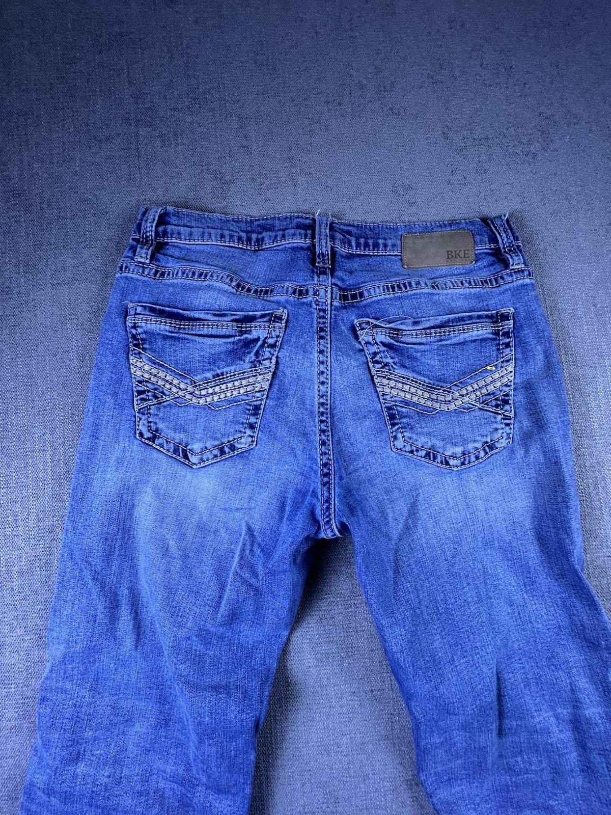 Buckle BKE Jake Jeans Men’s 33×32 Blue Distressed Embroidered Boot Cowboy Preppy