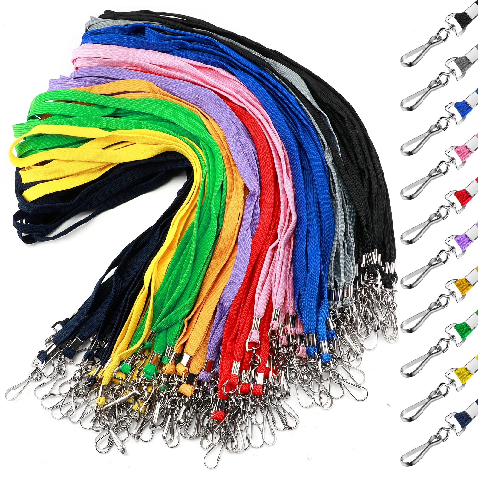 50Pcs Color Lanyards Flat Lanyards for ID Badges Assorted Colors
