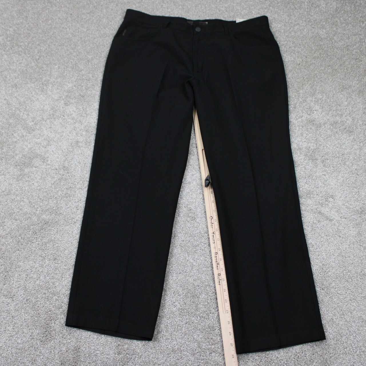 Alberto Pants Mens 36 x 28 Black Tom Ceramica Poly/Viscose Stretch Flat Front