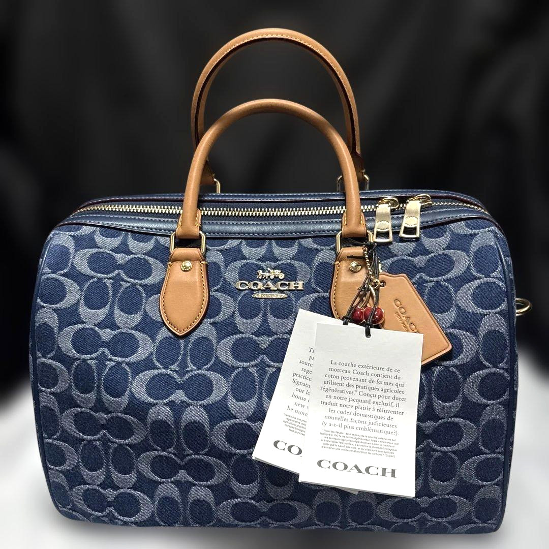 COACH Rowan Large Satchel Signature Denim Leather Crossbody Bag CY699 NEW NWT