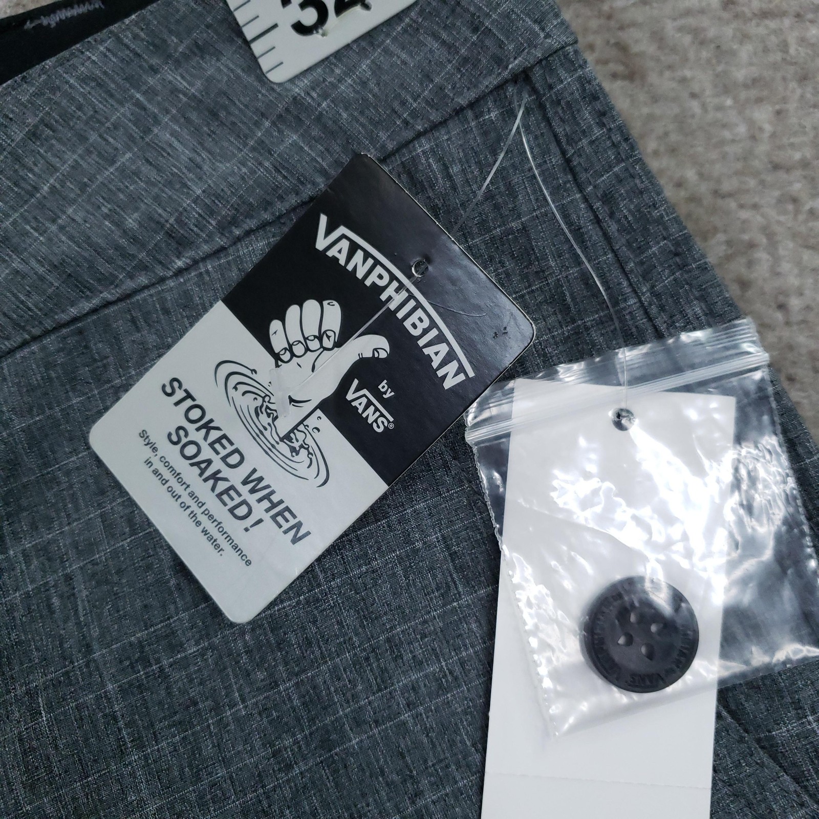 Vanphibian By Vans Short Mens 32 Gray Quick Dry Stretch Pockets Back Pocket Swim