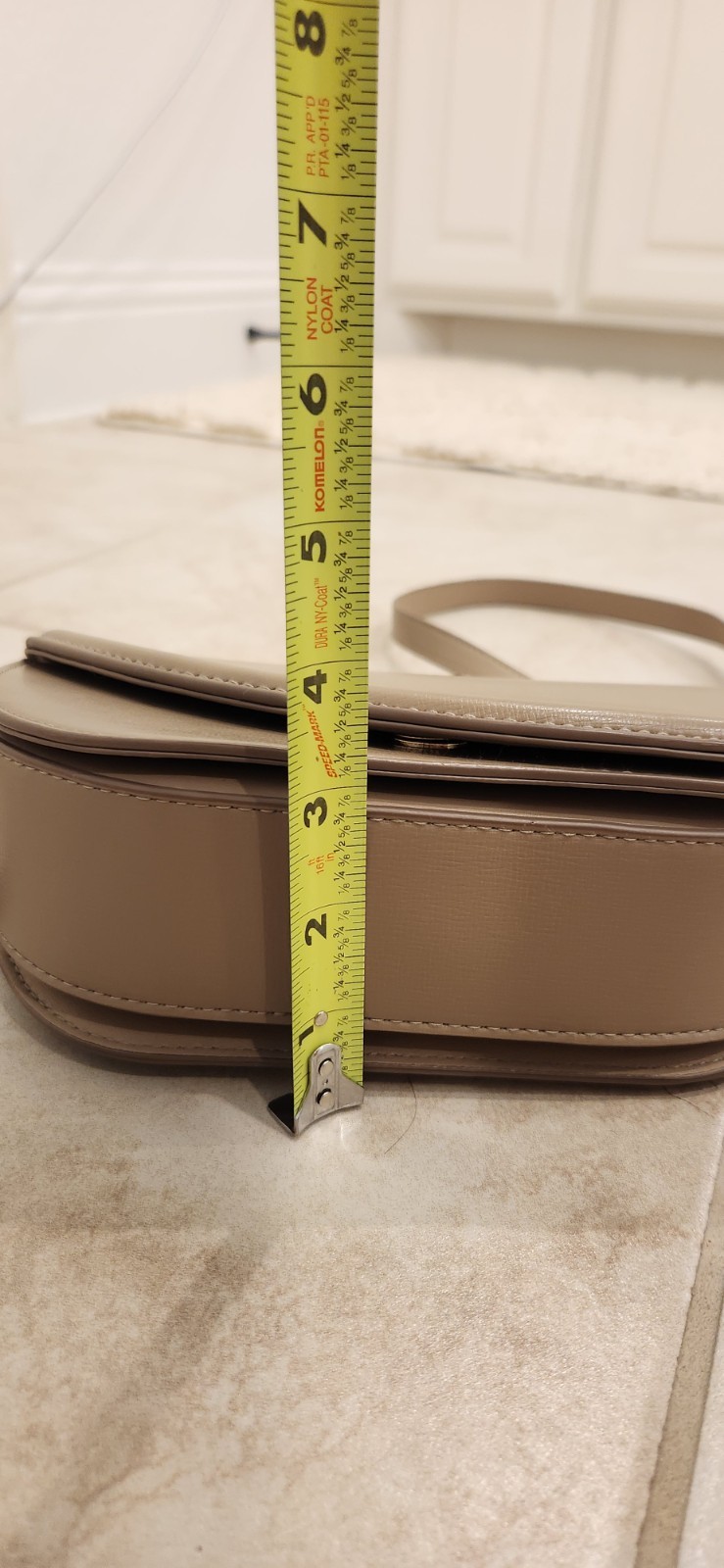 H&M Taupe Solid Semi-Circle Crossbody Bag Snap Closure Gold Hardware Pockets