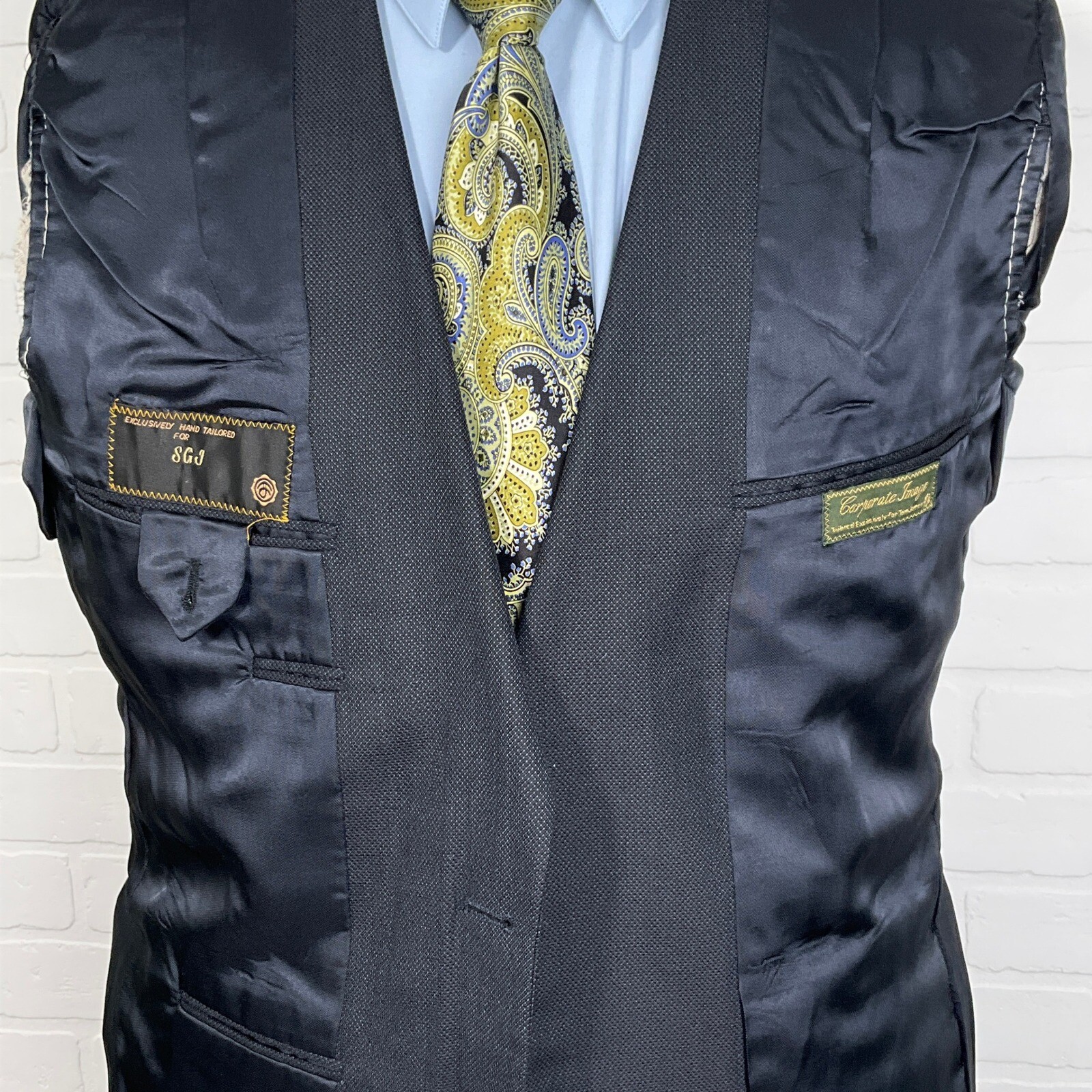Tom James Corporate Image Blazer Men 42 Blue Black Birdseye Two Button Jacket