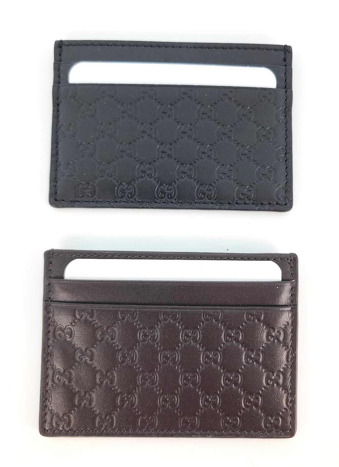 New Authentic Gucci Micro Guccissima Black – Brown Leather Card Case Holder