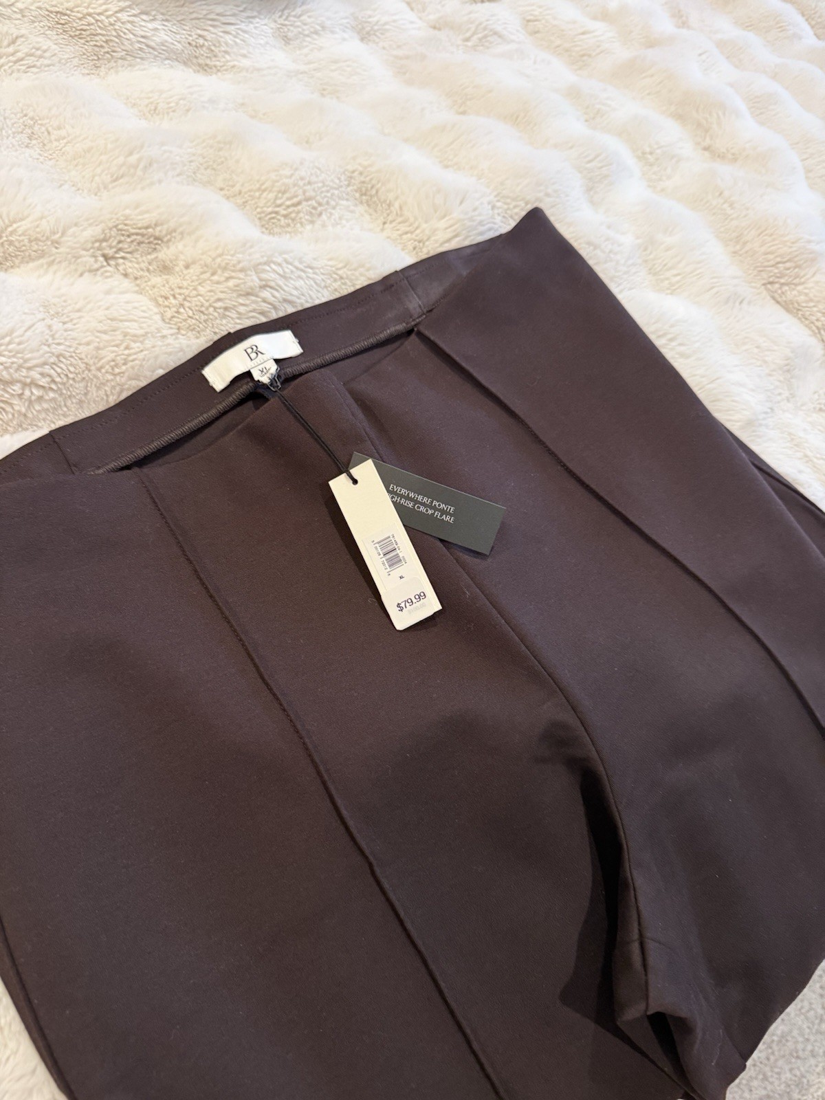 Banana Republic Ponte High-Rise Pull-On Crop Flare Pants Brown XL 27″ Inseam