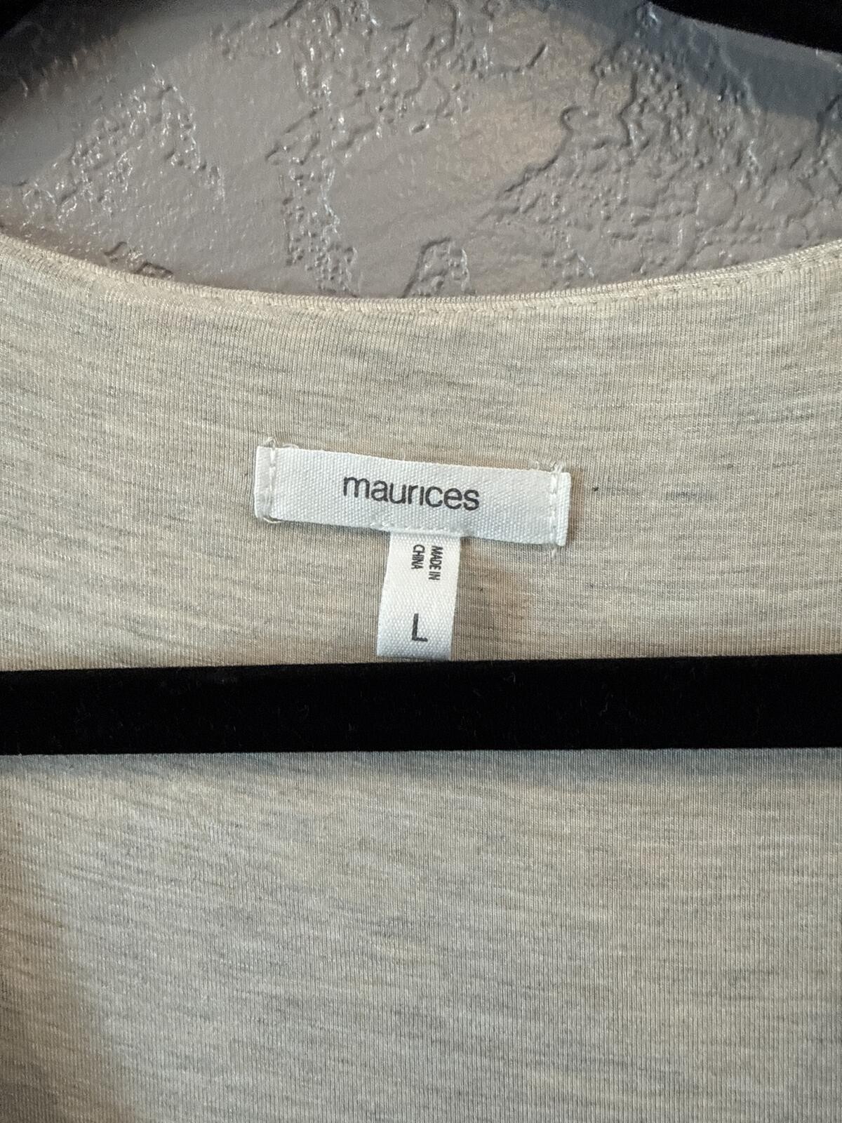 Maurices Heathered Cream V-Neck Sleeveless Lined Tank Top Size L