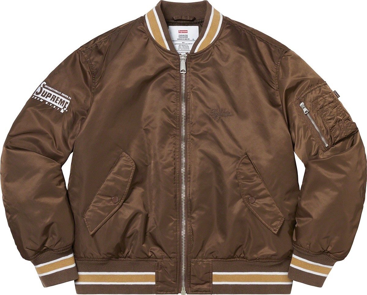 Supreme Second To None MA-1 Jacket (Size XL) Brown SS22 Alpha Industries