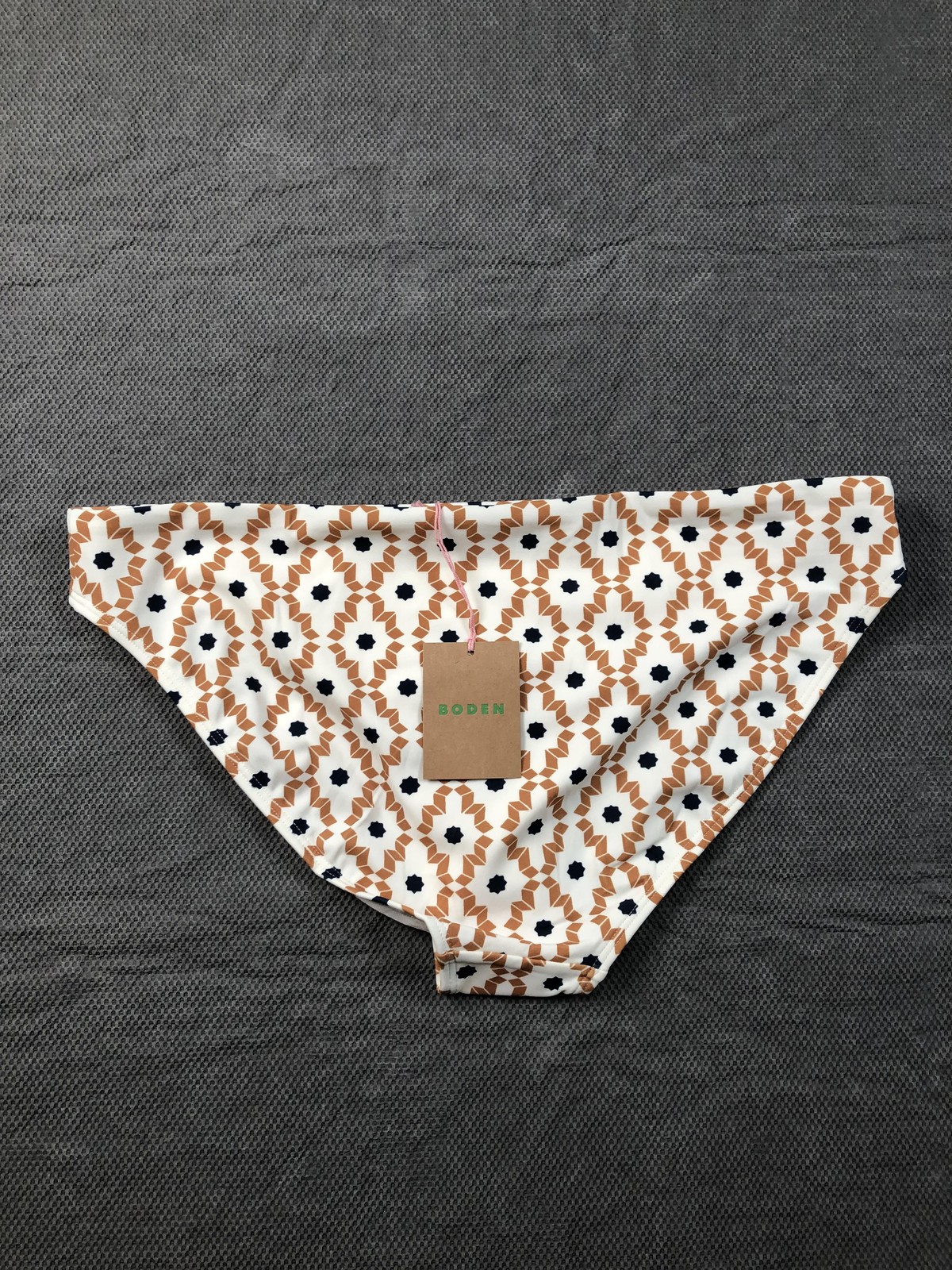 Boden Swim Bottom Womens 12 Multicolor Geometric Lined Stretch Bikini Brief