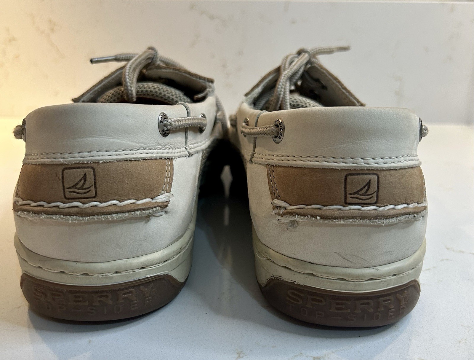 Men’s Sperrys Boat Shoe Size Authentic Original 10M L-6 CH133 Ivory And Tan