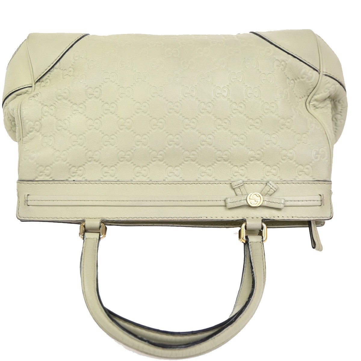 GUCCI GG Guccissima Mayfair Bow Shoulder Hand Bag Leather Italy White 62CA786