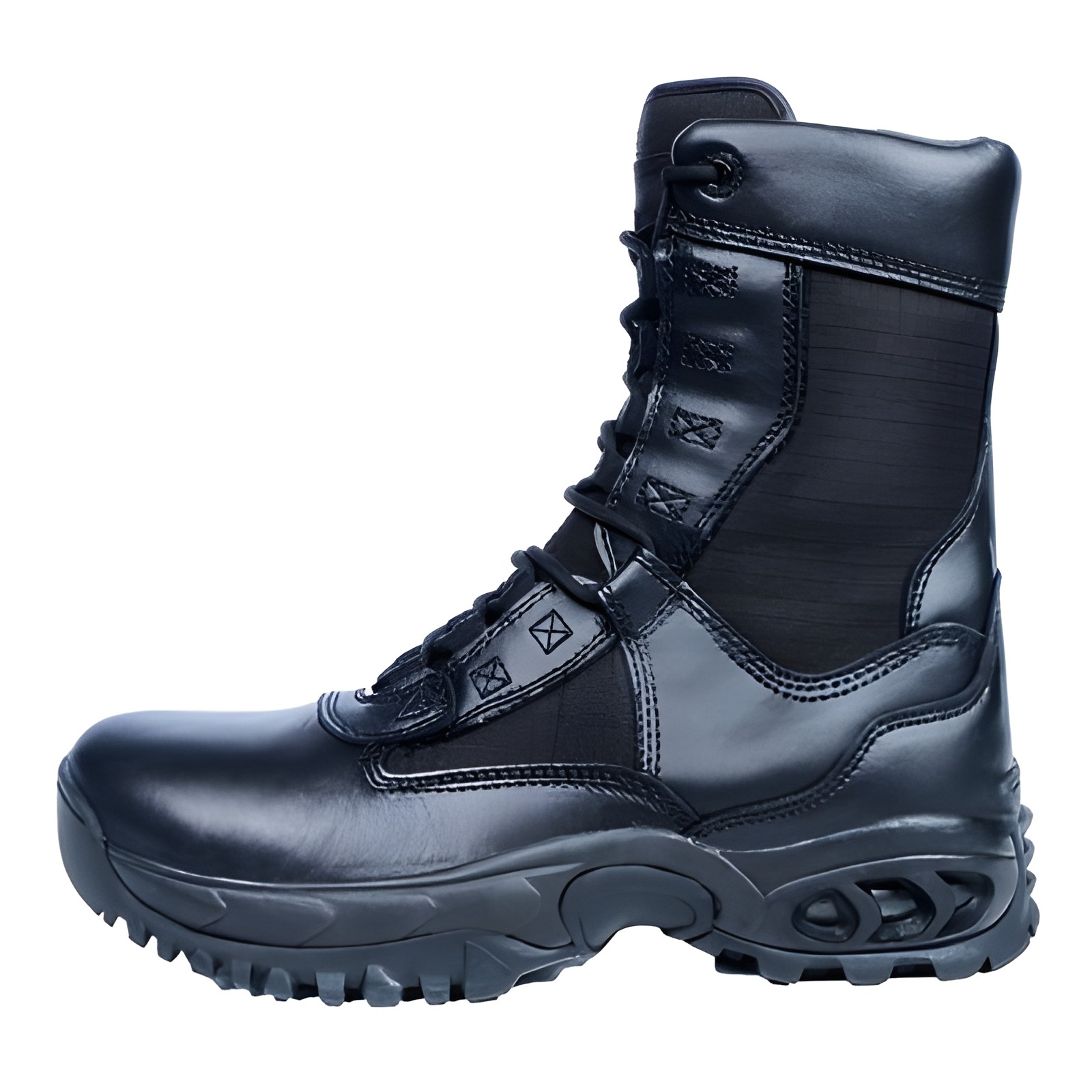 Ridge Men 8″ Waterproof Leather Non-Slip Tactical Military Work Black Shoe Boot