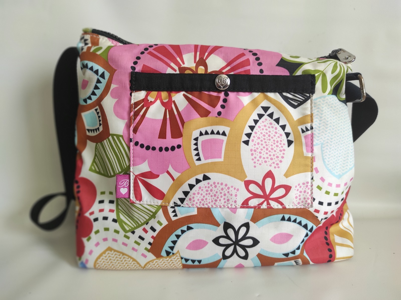 Brighton Pink Mod Retro Printed Fabric Shoulder Bag Lightweight, W 11″,H 9″,D 4″