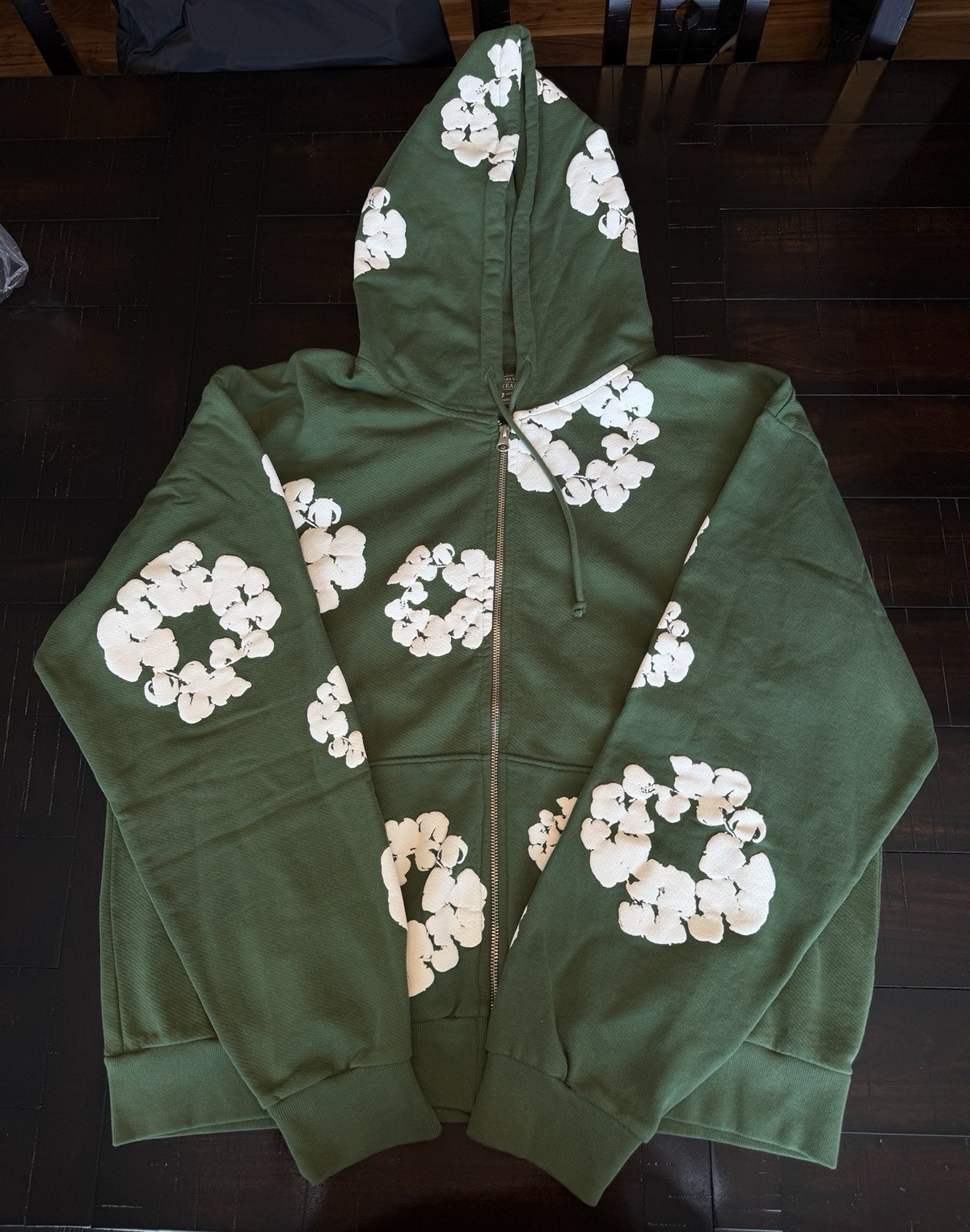 Denim Tears Cotton Wreath Graphic Full Zip Hoodie Green Men’s XL SS25ZTH1141