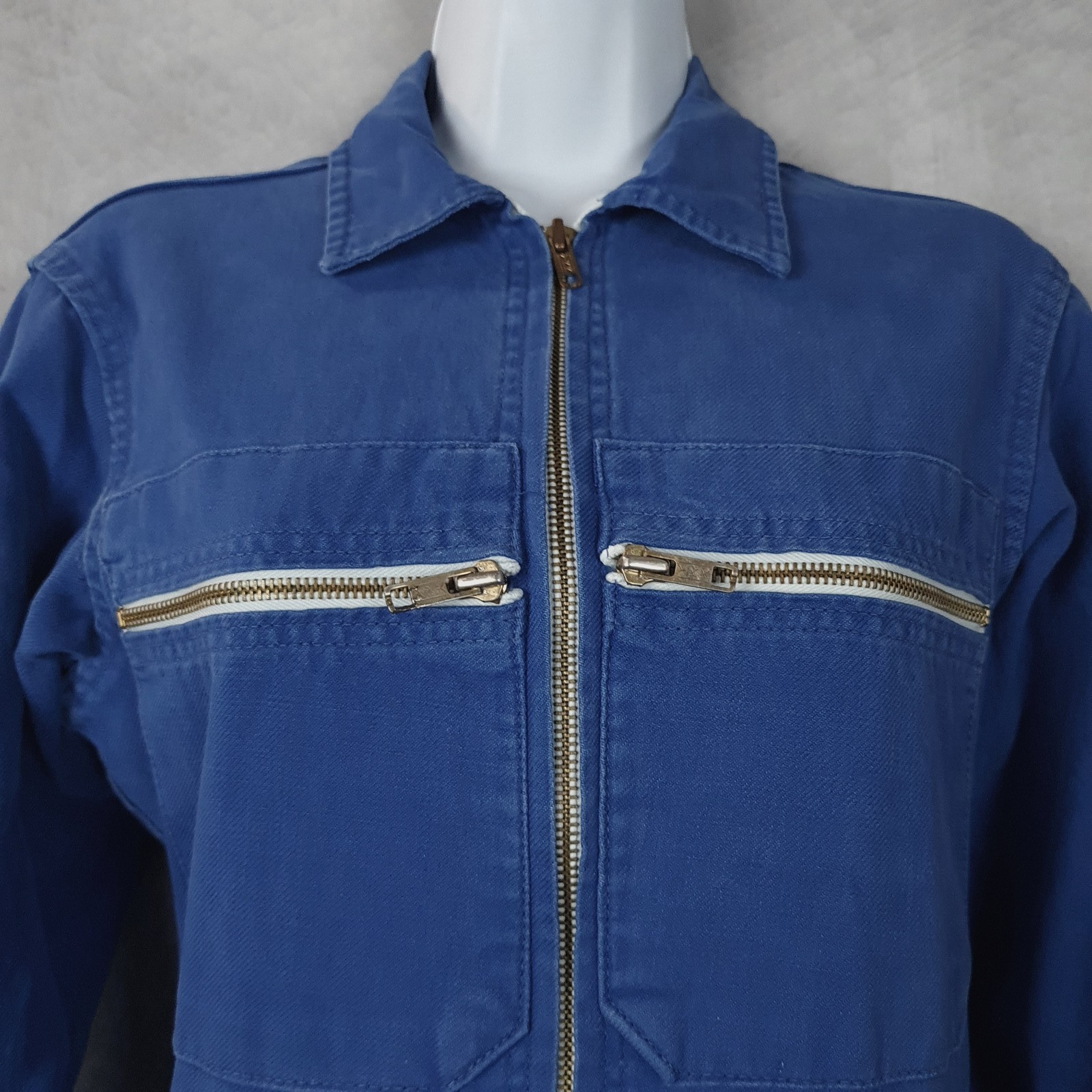 Vntg French Coveralls Womens Small Work Jumpsuit Utility Boiler Suit YKK Zip 80s