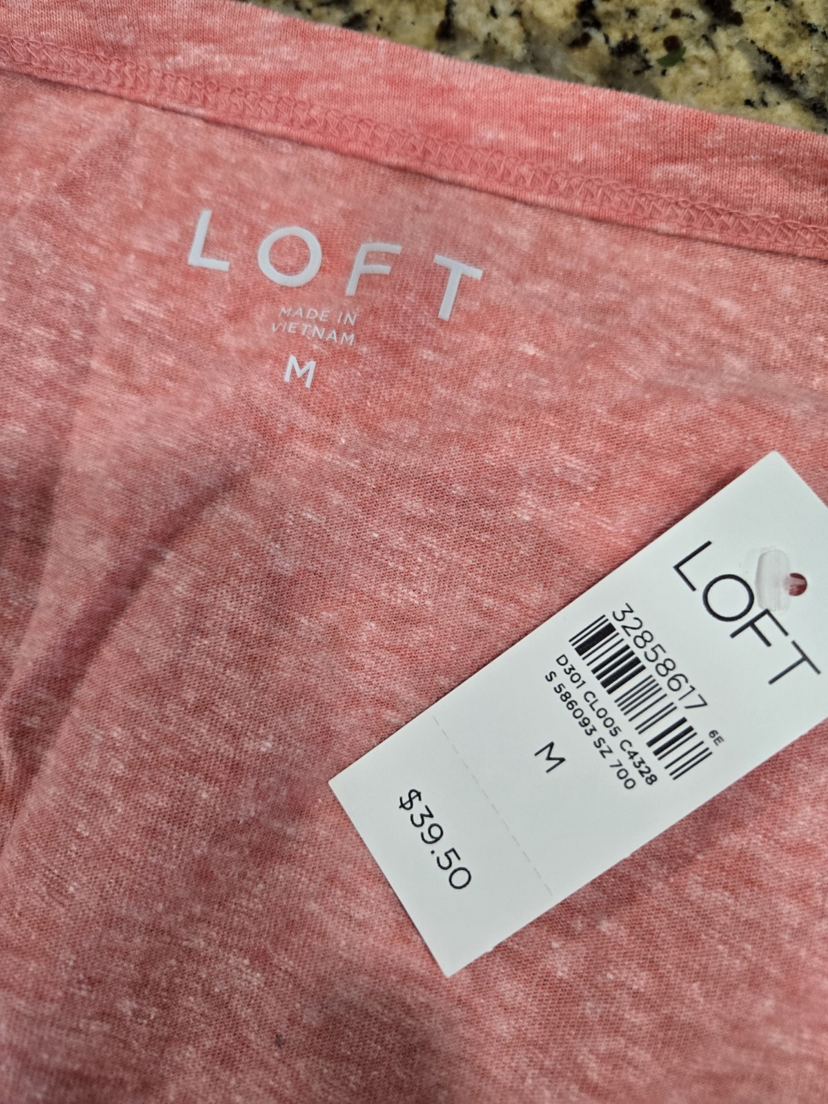 Loft Red Heather Flutter Sleeve Crewneck Tee Shirt, M, NWT
