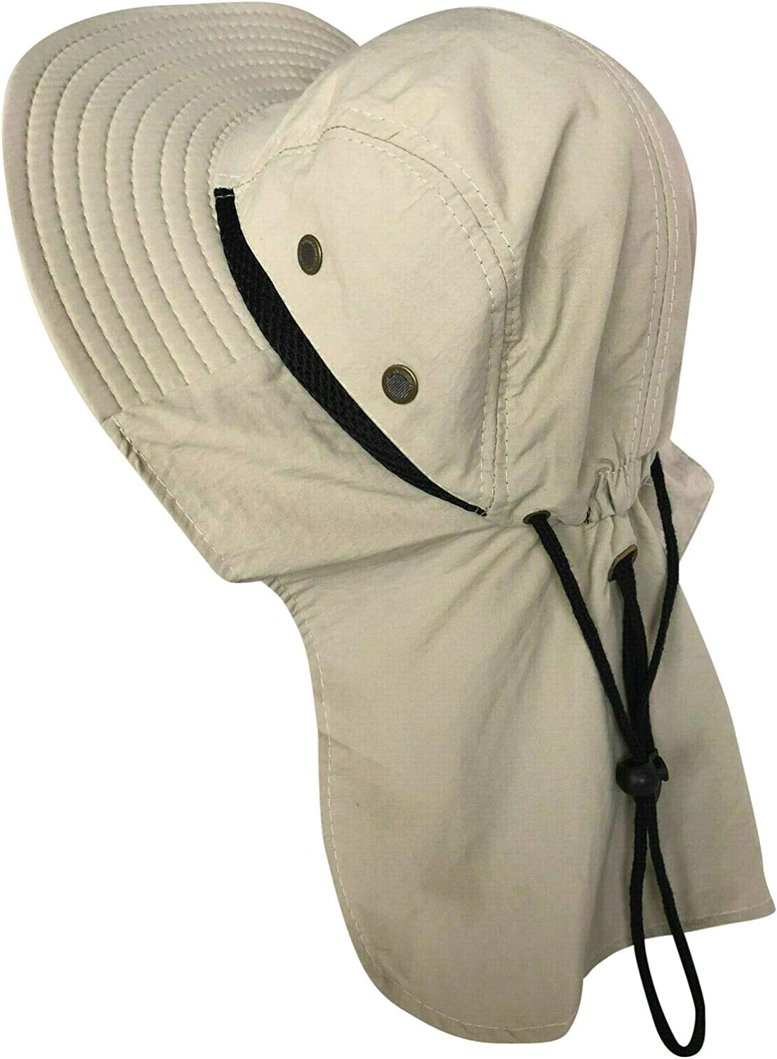 Unisex Boonie Bucket Hat Sun Wide Brim Neck Flap 100% Cotton Cap Outdoor Hats