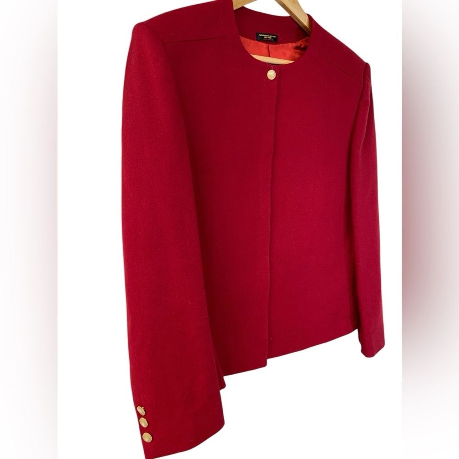Vintage Robt Foxwood Red 100% Pure Wool Lined Jacket Blazer Size 14/16