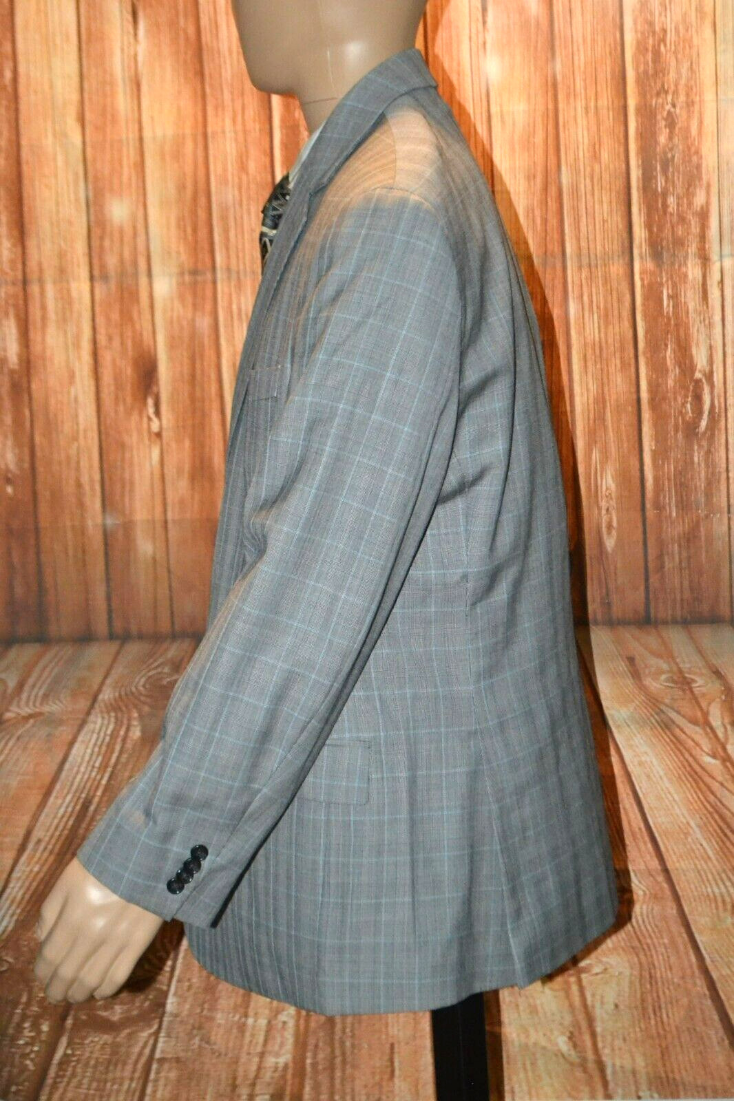 Michael Kors Men Gray Wool Blend Dual Vent Check Pattern Sports Coat Sz 46R
