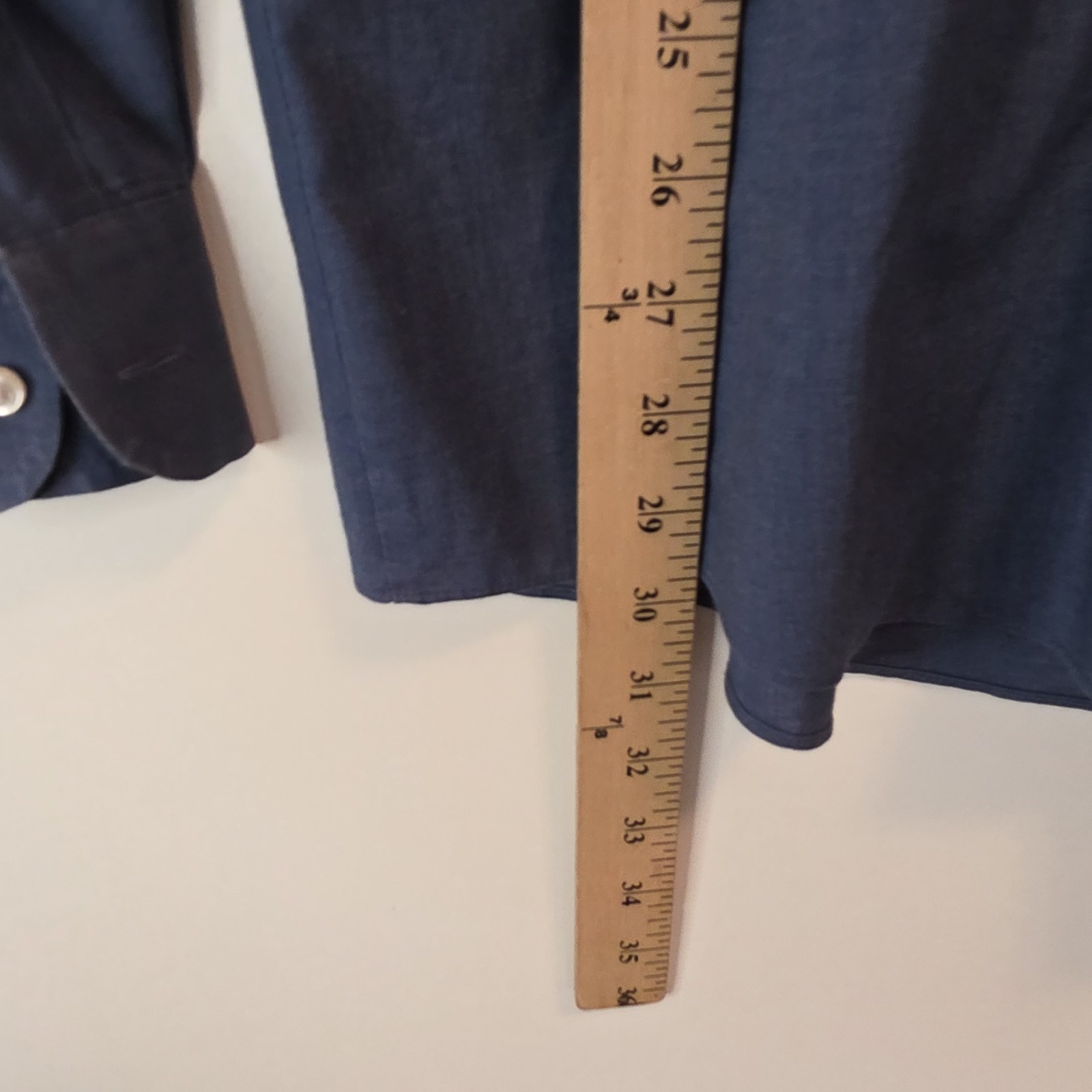 Stafford Travel Shirt Easy Care Broadcloth Blue Chambray Office Mens 15.5-34/35