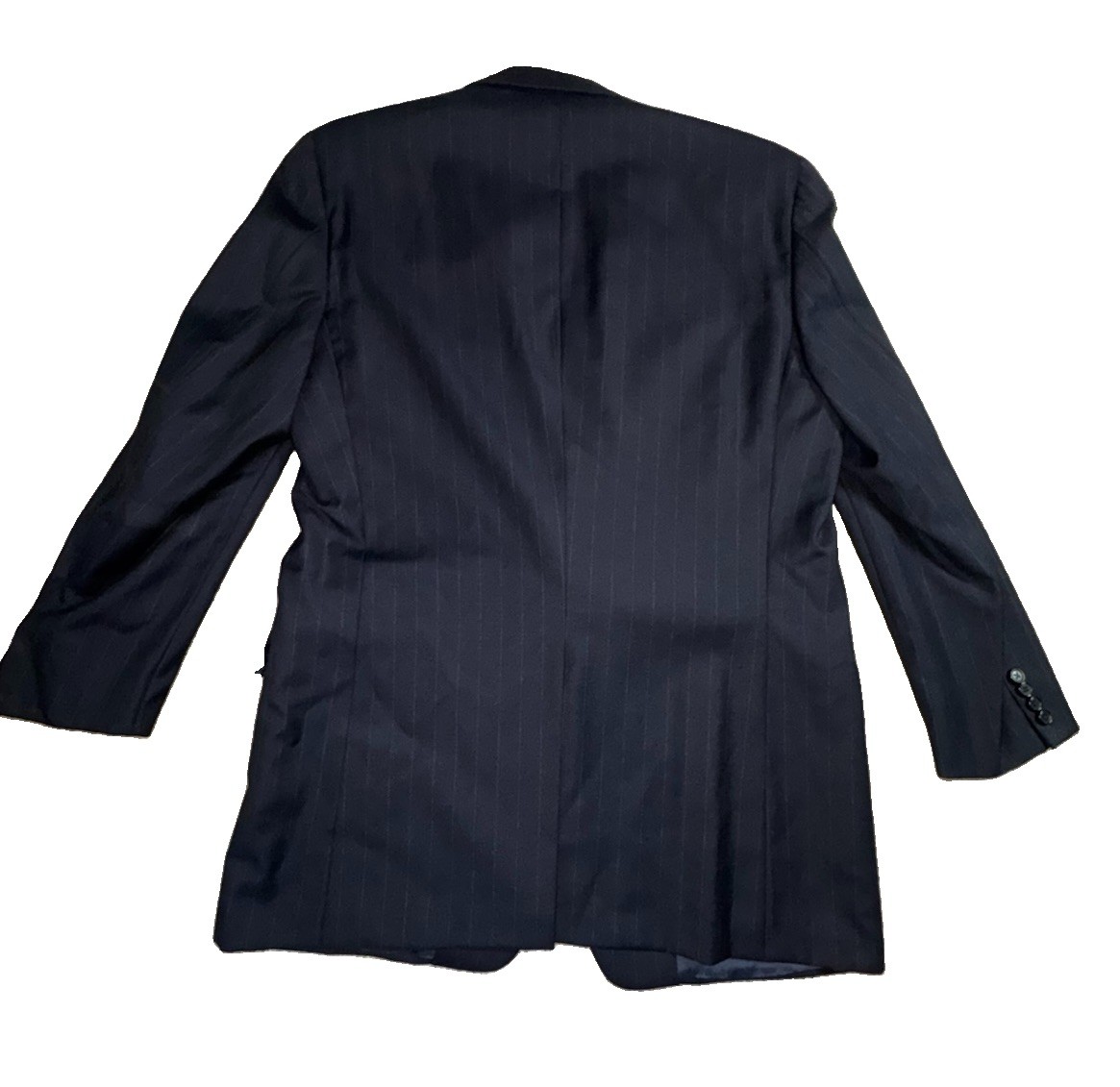 Hickey Freeman Collection Custom 100% Wool Navy Pinstripe Suit 44L Morton Britto