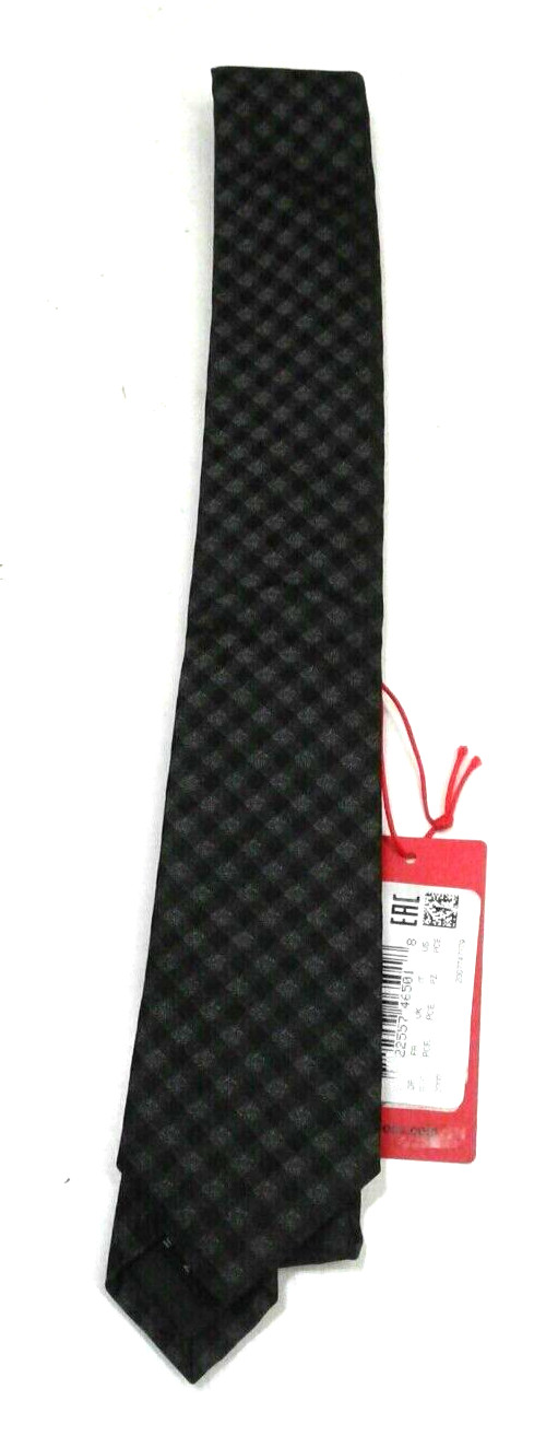 Hugo Boss 50305468001 Red Label Italian Silk Tie Checkered Slim 6cm Black/Gray