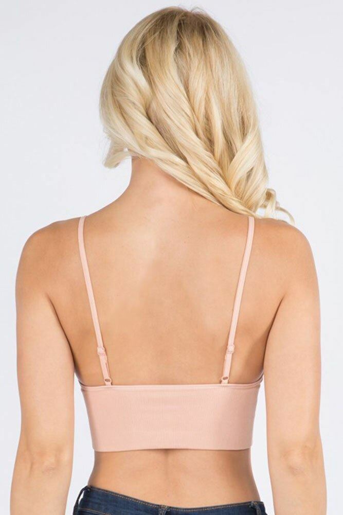 Anemone Ribbed Seamless Wireless Longline Bralette Removable Pads Bra