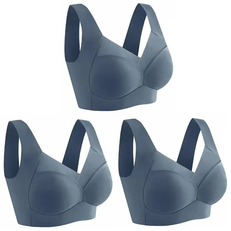 Seamless Ice Silk Sports Bra Wireless Large Size Comfort Vest Bralette 3 Pcs