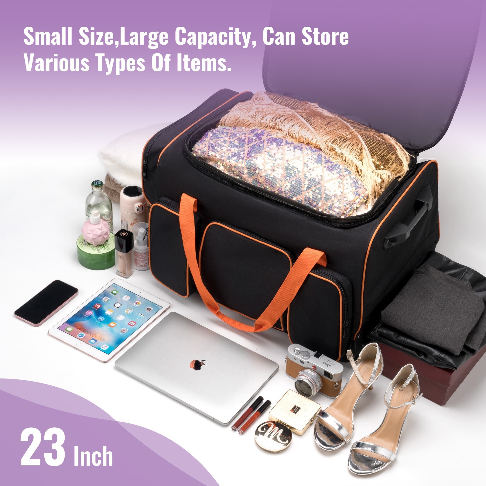 23″ Dance Bag with Garment Rack Dance Costumes Rolling Garment Bags For Travel