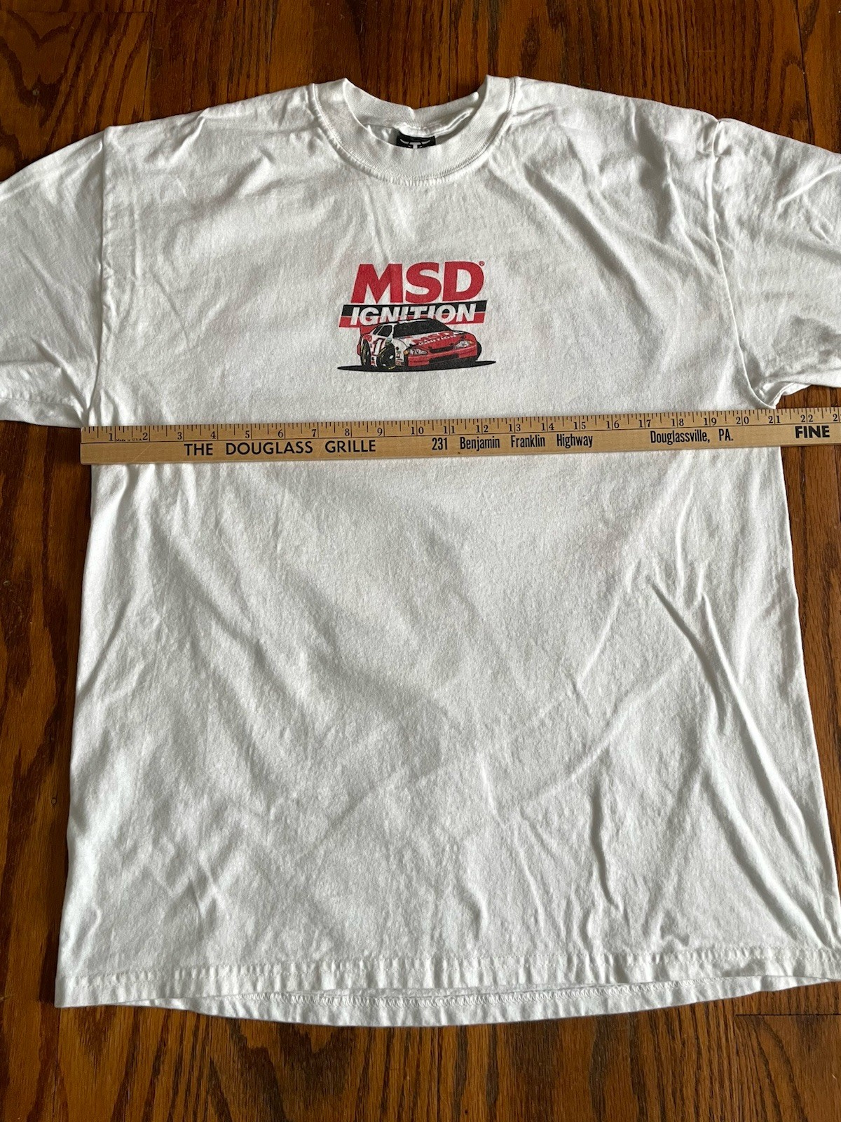 VTG MSD Ignition Racing T Shirt Hanes Beefy Large White Hot Rod Graphic Cars Y2K