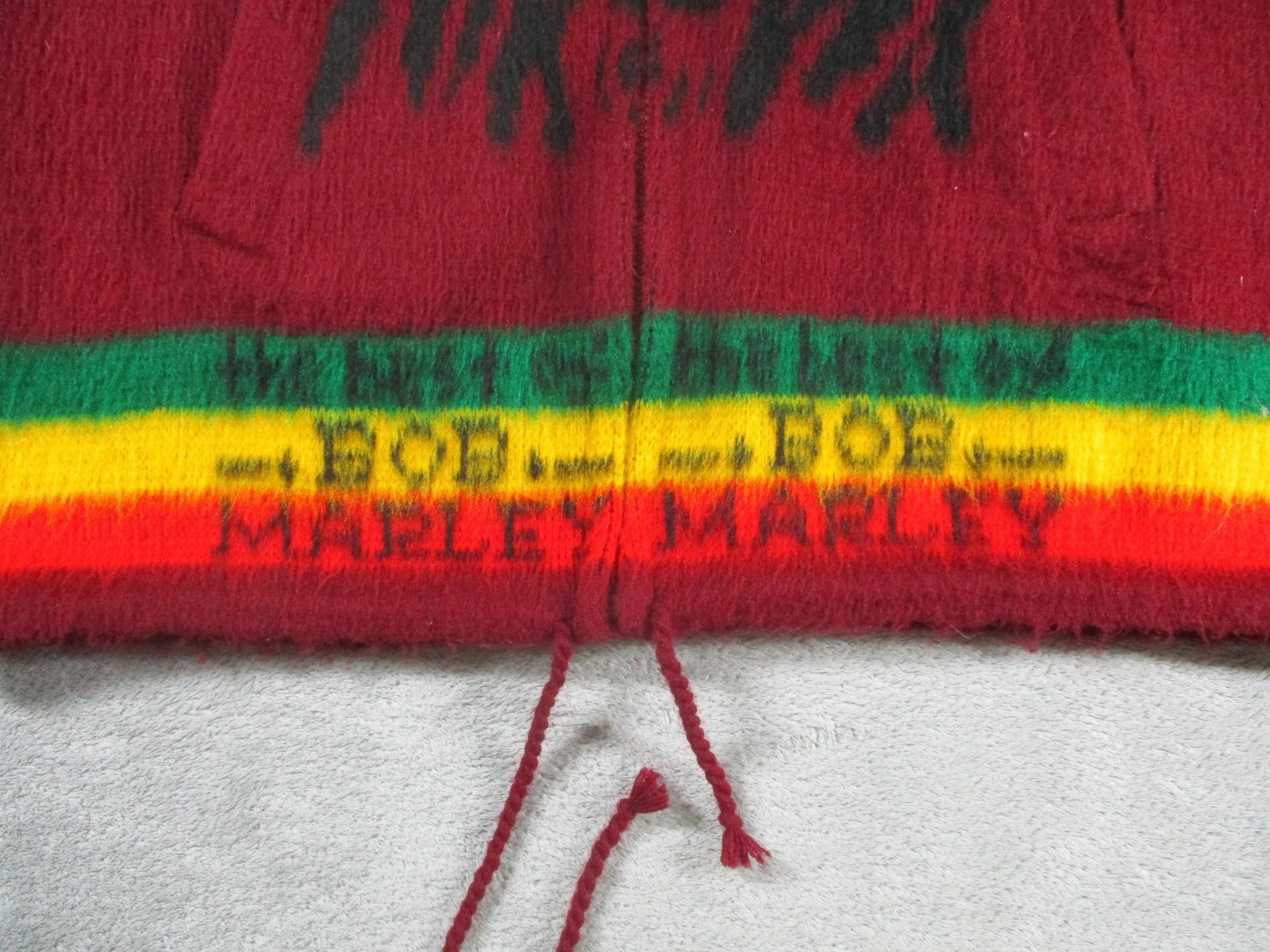 Tahuantinsuyo Sweater Mens M Red Wool Bob Marley Hooded Full Zip Graphic Rasta