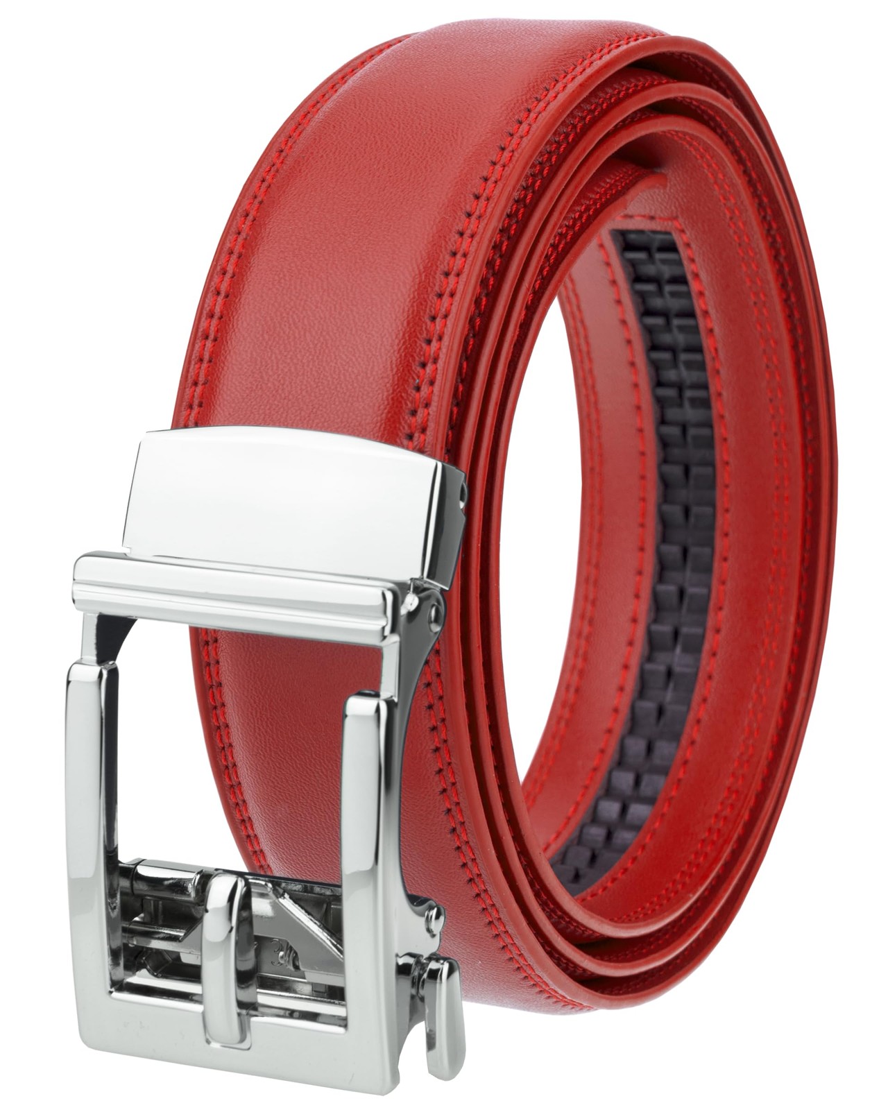 Gelante Ratchet Belt for men, Mens Belts One Size (Fits Waist 28-42), Red