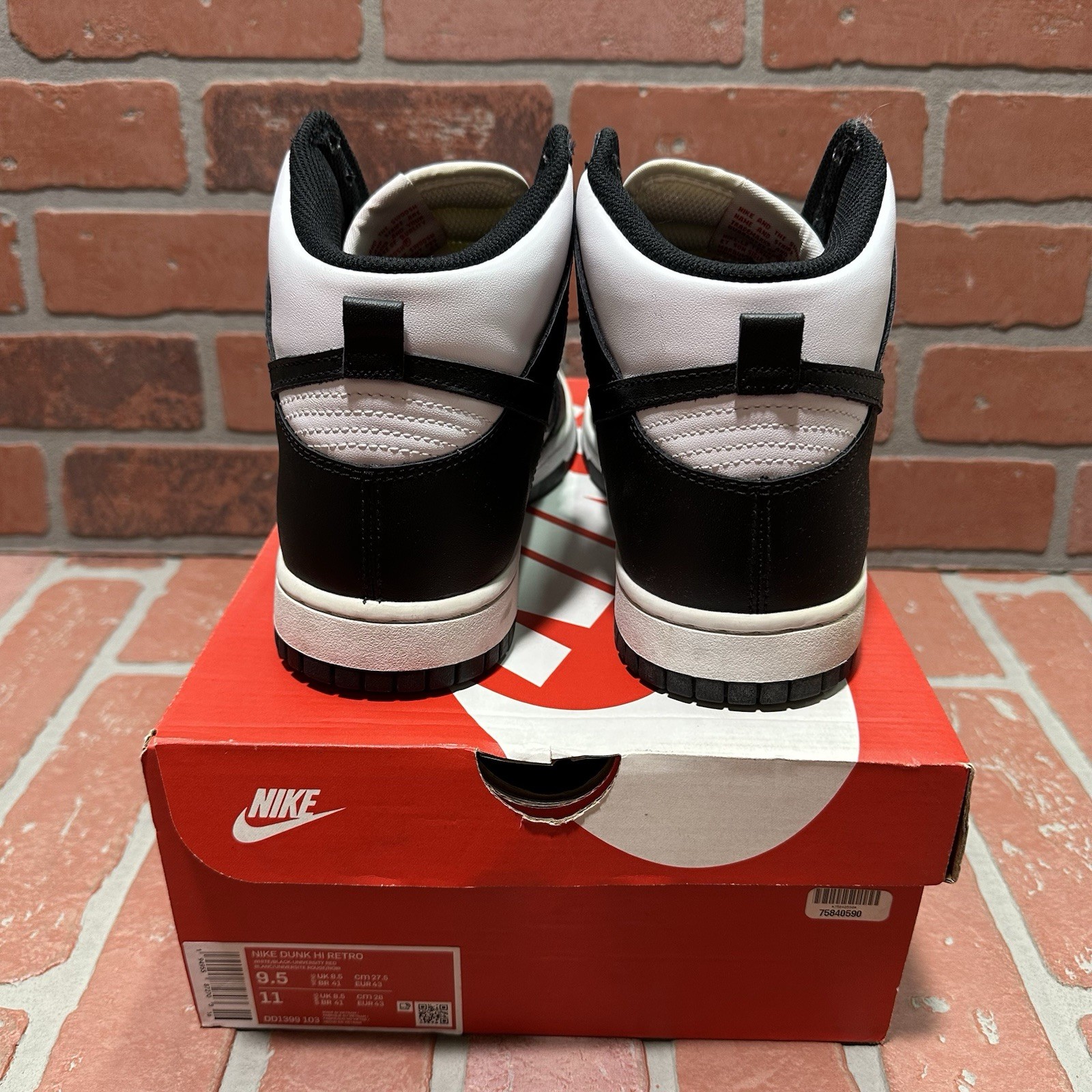 NIKE DUNK HIGH PANDA BLACK WHITE (2021) SNEAKERS SHOES MENS DD1399 103 SZ 9.5