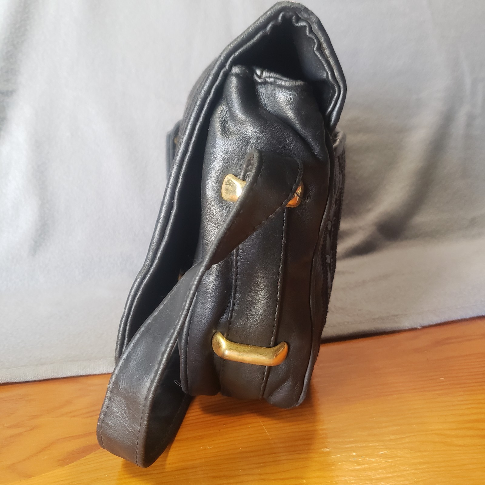Vintage Black Eel Skin Leather Purse Zippered 10x7x3