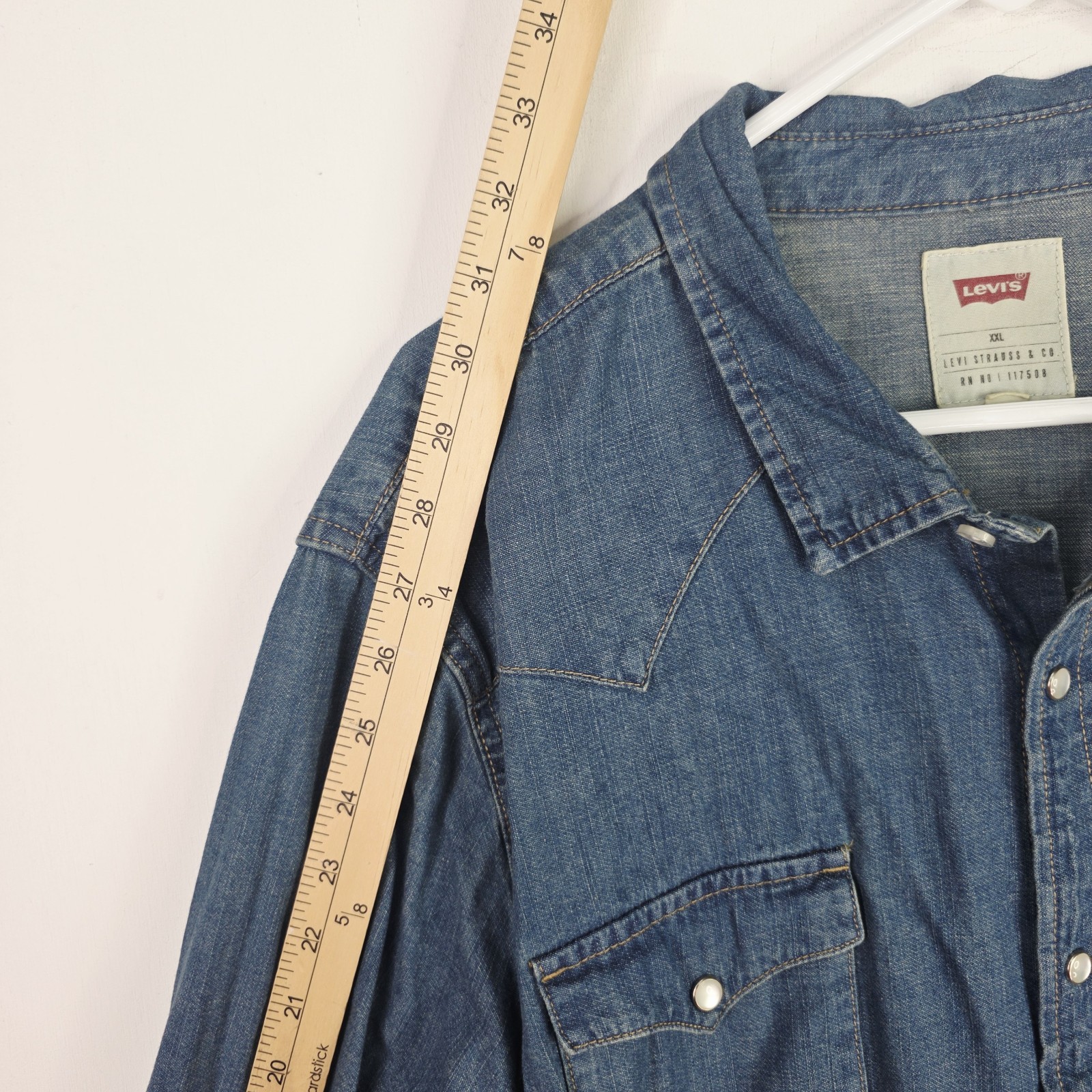 Levi’s Barstow Western Denim Shirt Men’s XXL Blue Snap Long Sleeve 3LYLW2262