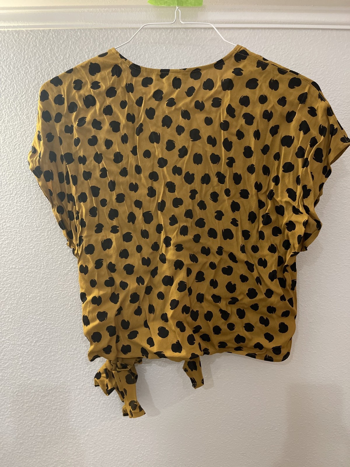 Madewell Brown Black Cheetah Short Sleeve Blouse with Tie Closure