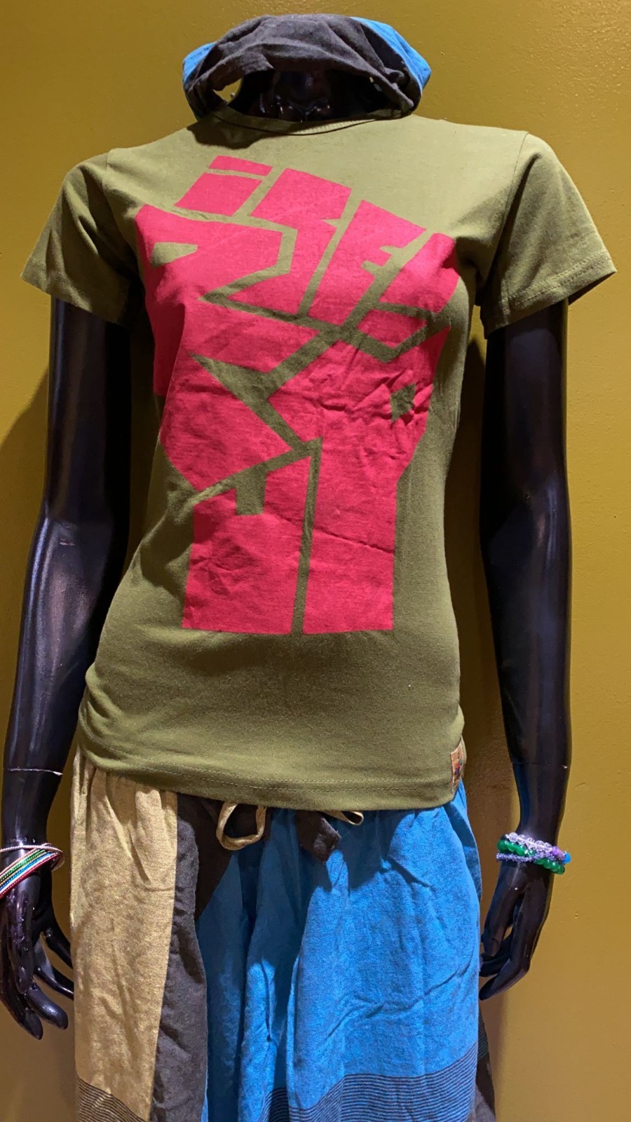 Rise Up! Fist Painted Tee: 100% Organic Cotton T Shirt for Women: S
