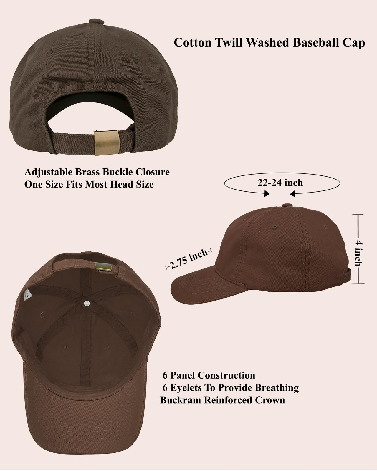 Gelante Cotton Twill Washed Unstructure Baseball Cap Adjustable Blank Hat fo…