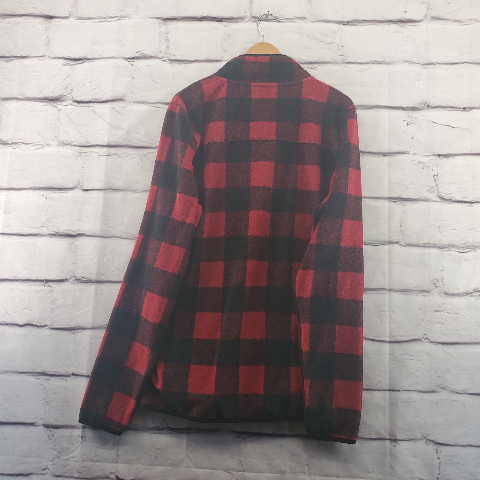 PENDLETON Jacket Mens Large Buffalo Plaid 1/4 Zip Long Sleeve Red Black