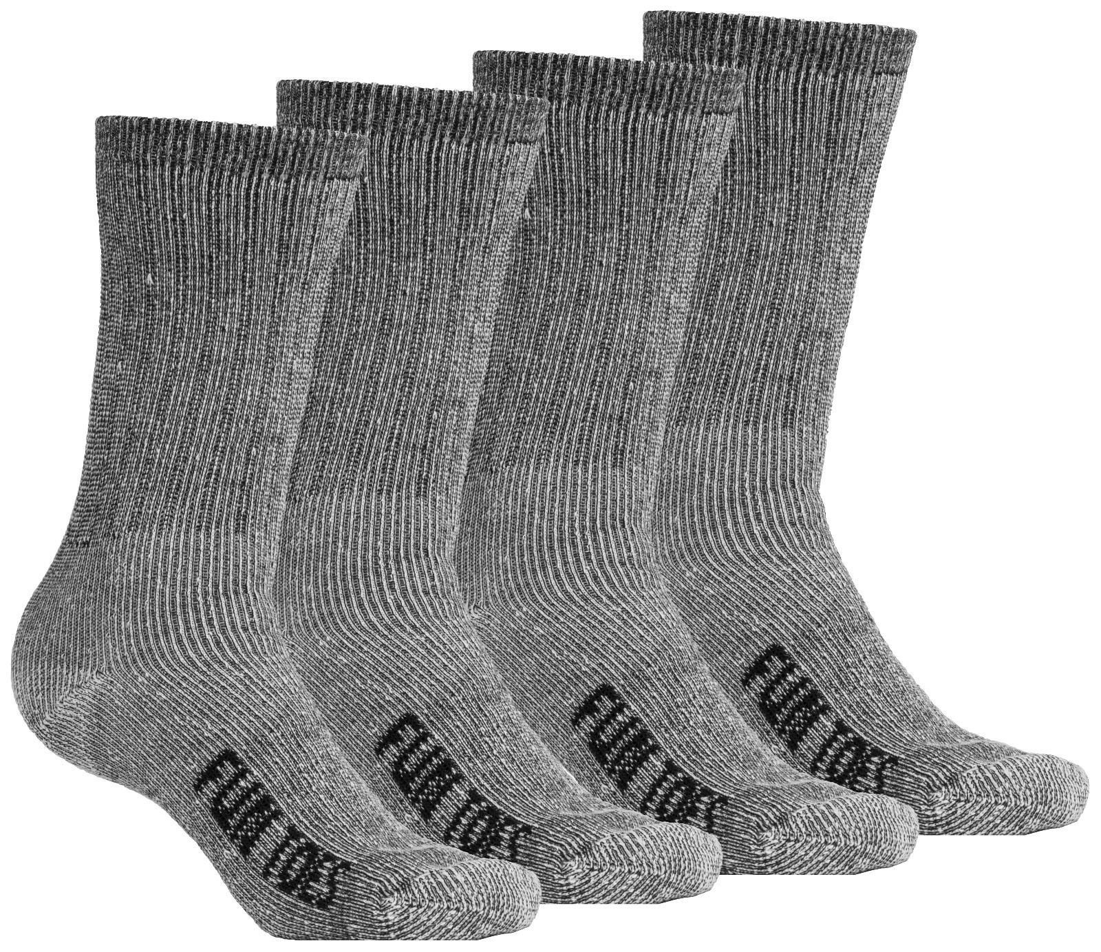 FUN TOES Men’s and Kids 70% Merino Wool Crew Socks 4 Pack Midweight Arch Support