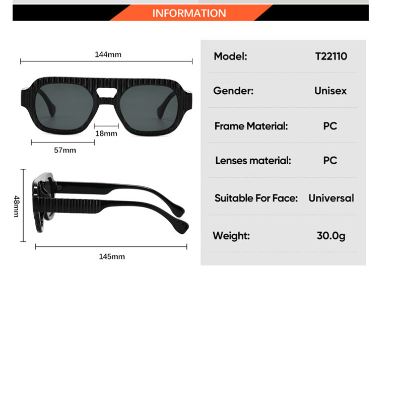 Classic Square Double Bridge Sunglasses Men Women Retro Outdoor Shade Glasses