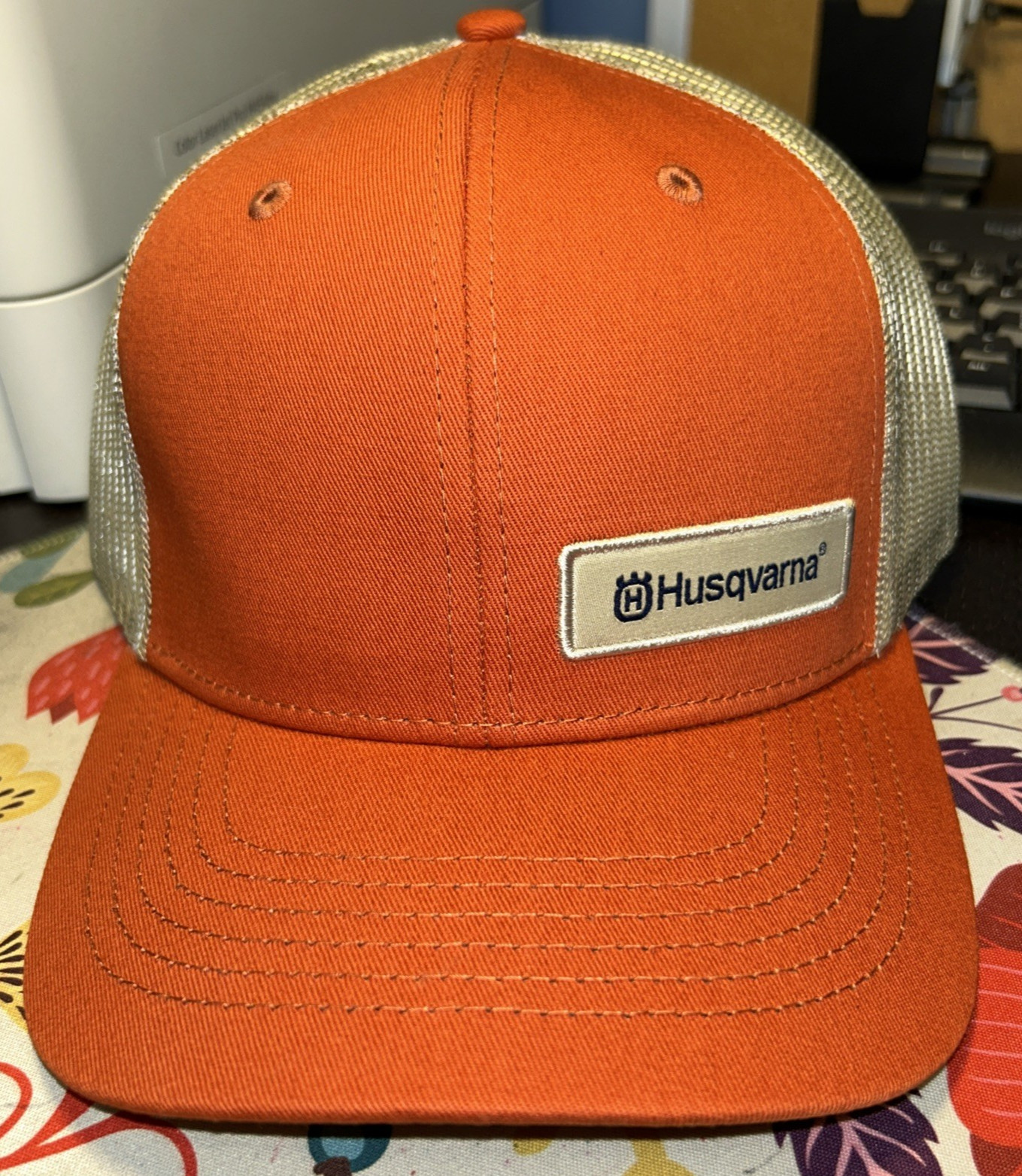 Husqvarna Chainsaw Lawn Equipment Trucker Hat Orange Baseball Cap Snapback NWT
