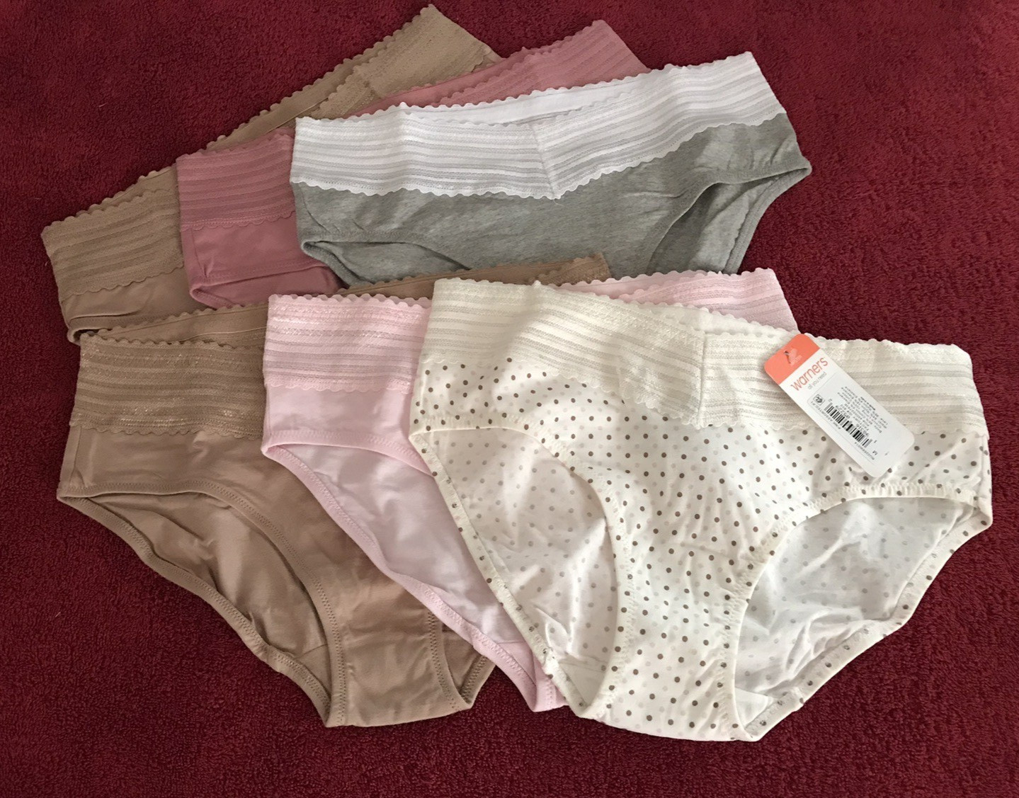 Warners Hipster Panties Underwear Lace Top (6-Pack) Women’s Sz M Cotton Stretch