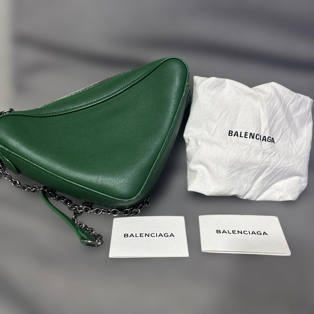 BALENCIAGA Green Leather Shoulder Bag US 8.3×8.7×1.9in Calfskin Women