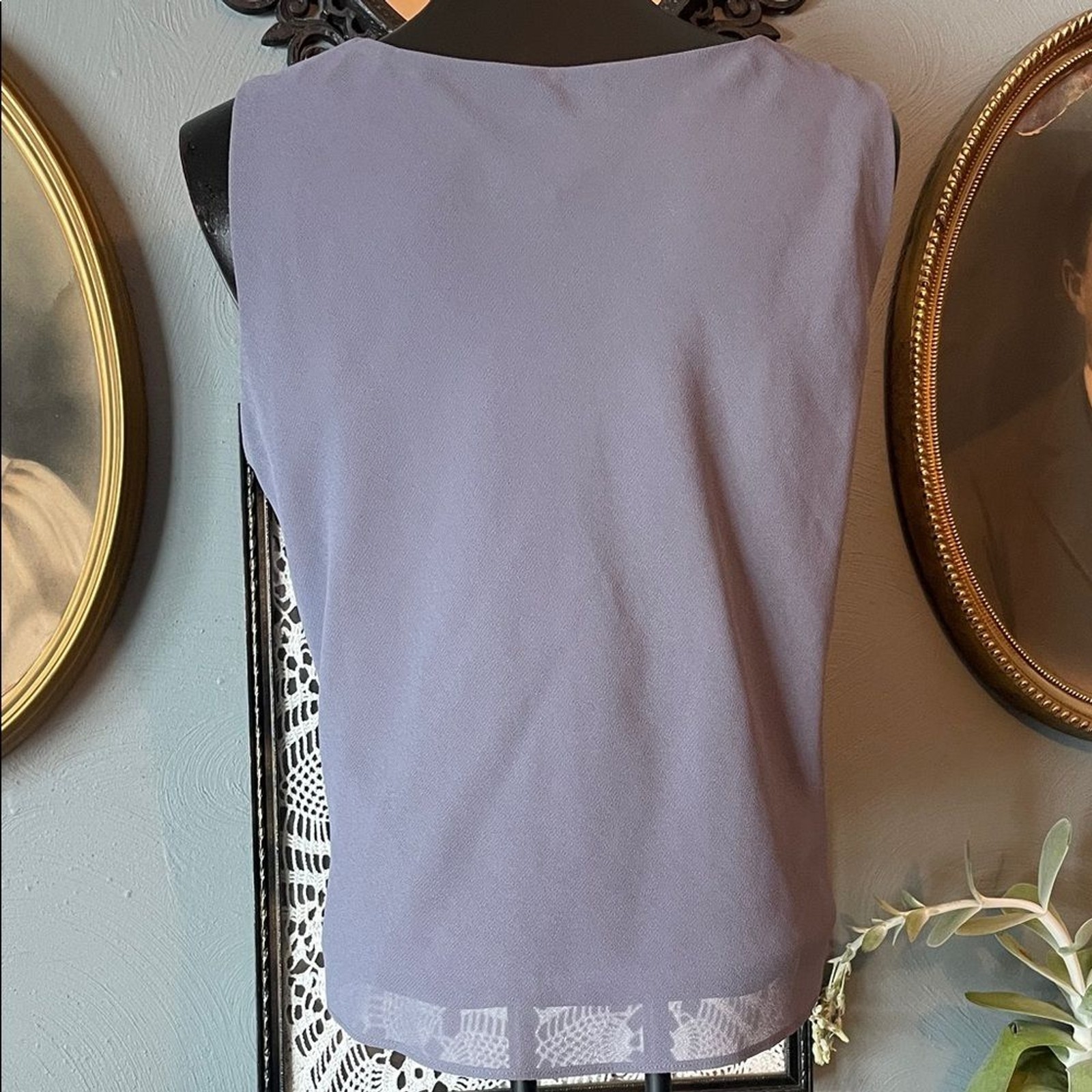 R&M Richards Lavender Embellished V-Neck Blouse